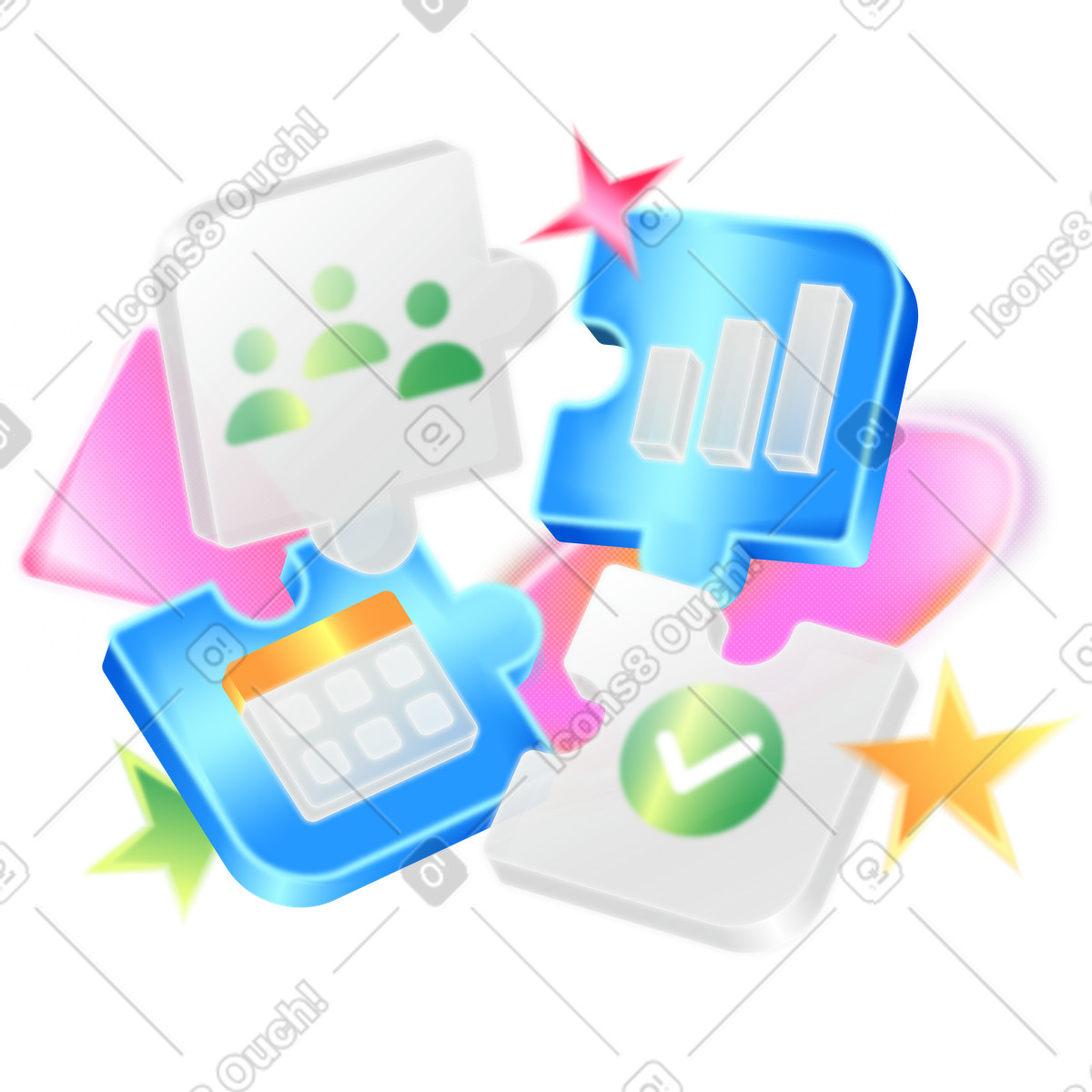 Project management, teamwork and workflow illustration in PNG, SVG