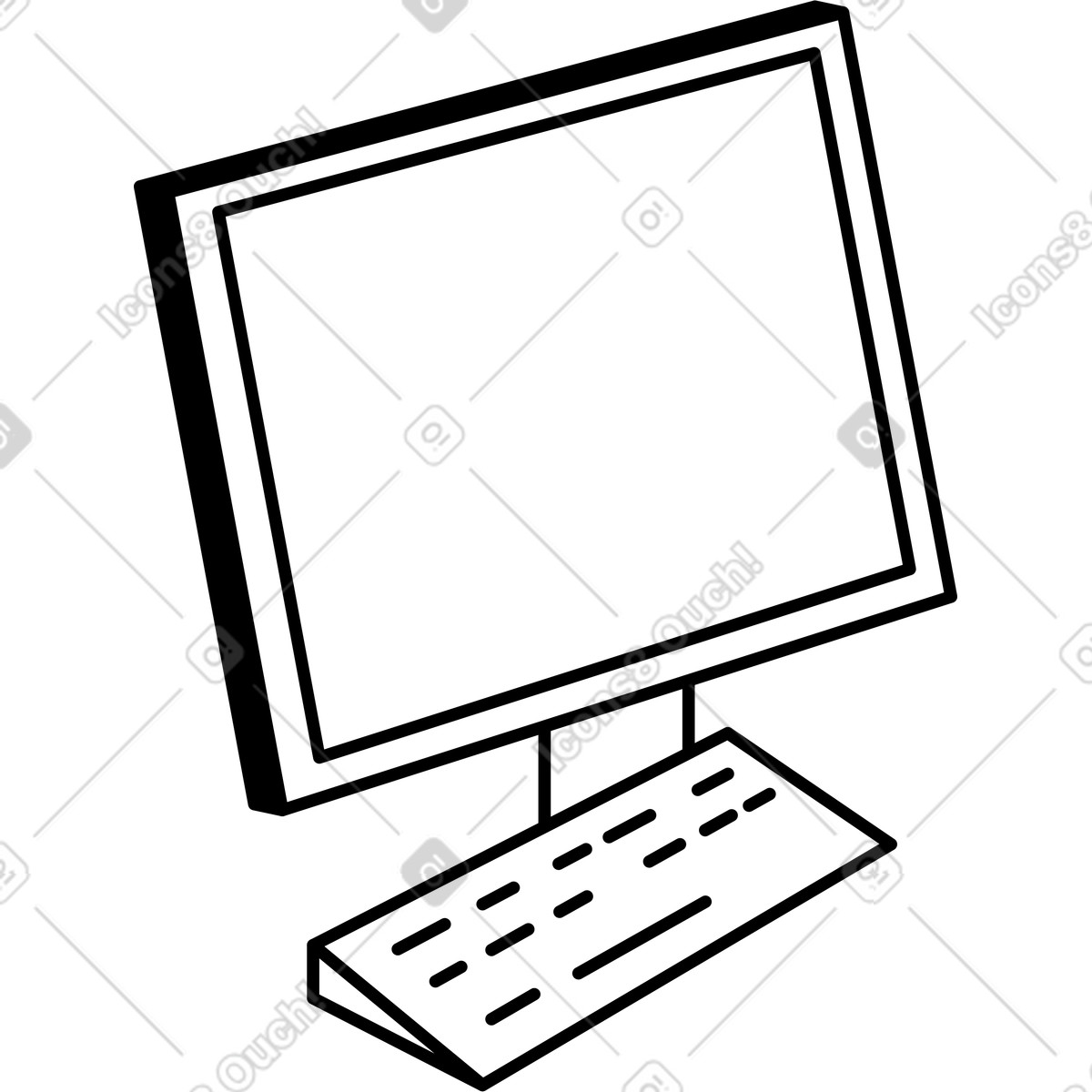 Monitor and keyboard illustration in Weekday style download in PNG, SVG