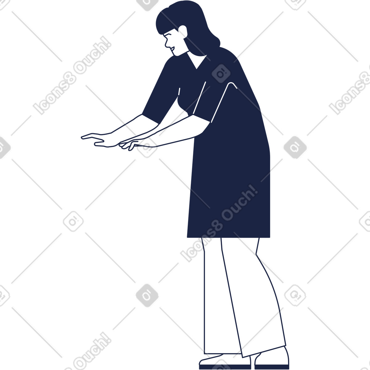Illustration Masseuse en pantalon et peignoir dans le style Urban Line à télécharger aux formats PNG, SVG