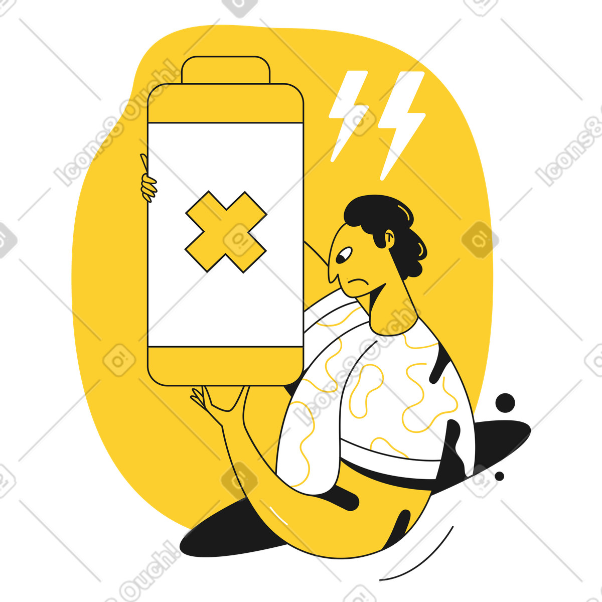 Battery is low illustration in Taxi style download in PNG, SVG