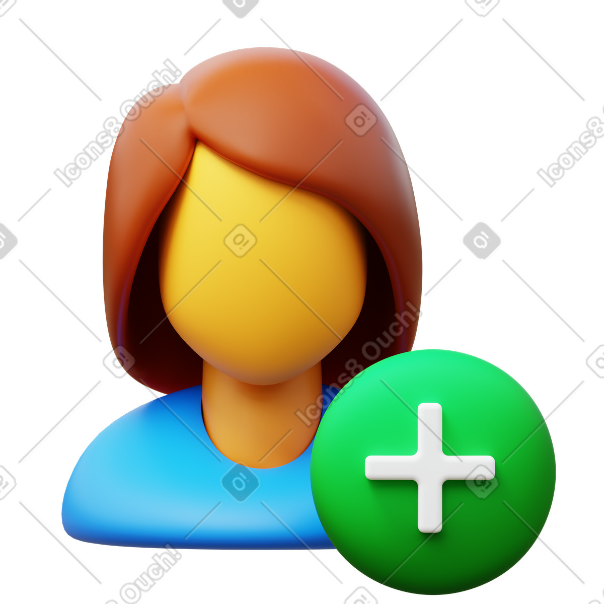 下载 3D Fluency 风格的 添加用户 女性 插画，支持 PNG、SVG 格式