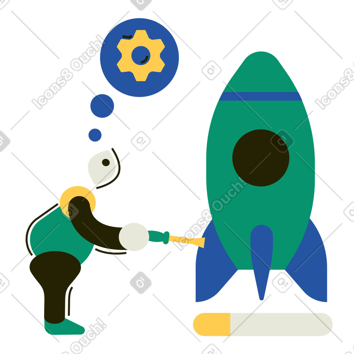 Man repairing a rocket illustration in repair clipart vector graphics