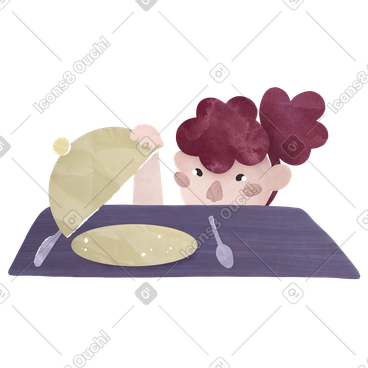 빈 접시를 바라보는 소녀 PNG, SVG