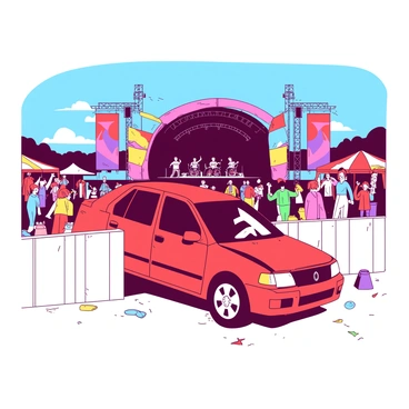 A car crash near an outdoor music festival stage