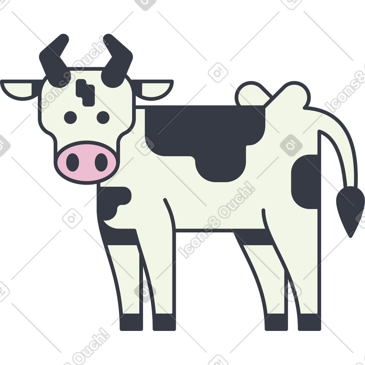 Kuh-Illustration im Abstract-Stil als Download in PNG, SVG