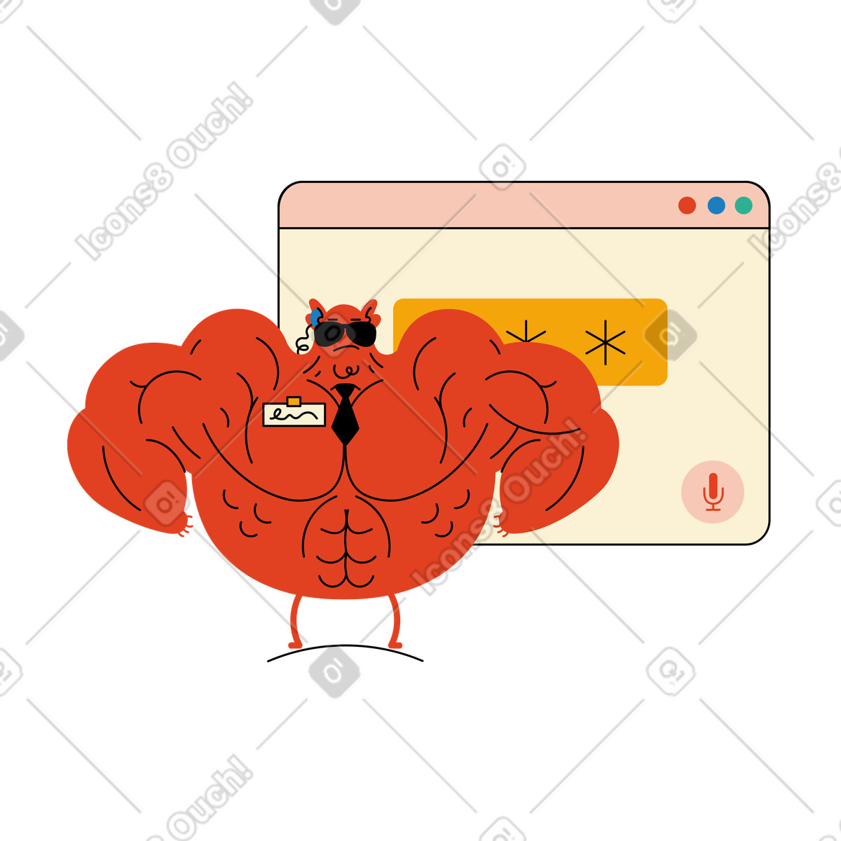 Ilustración Carácter de seguridad internet que protege la contraseña en estilo Jelly a descargar en PNG y SVG