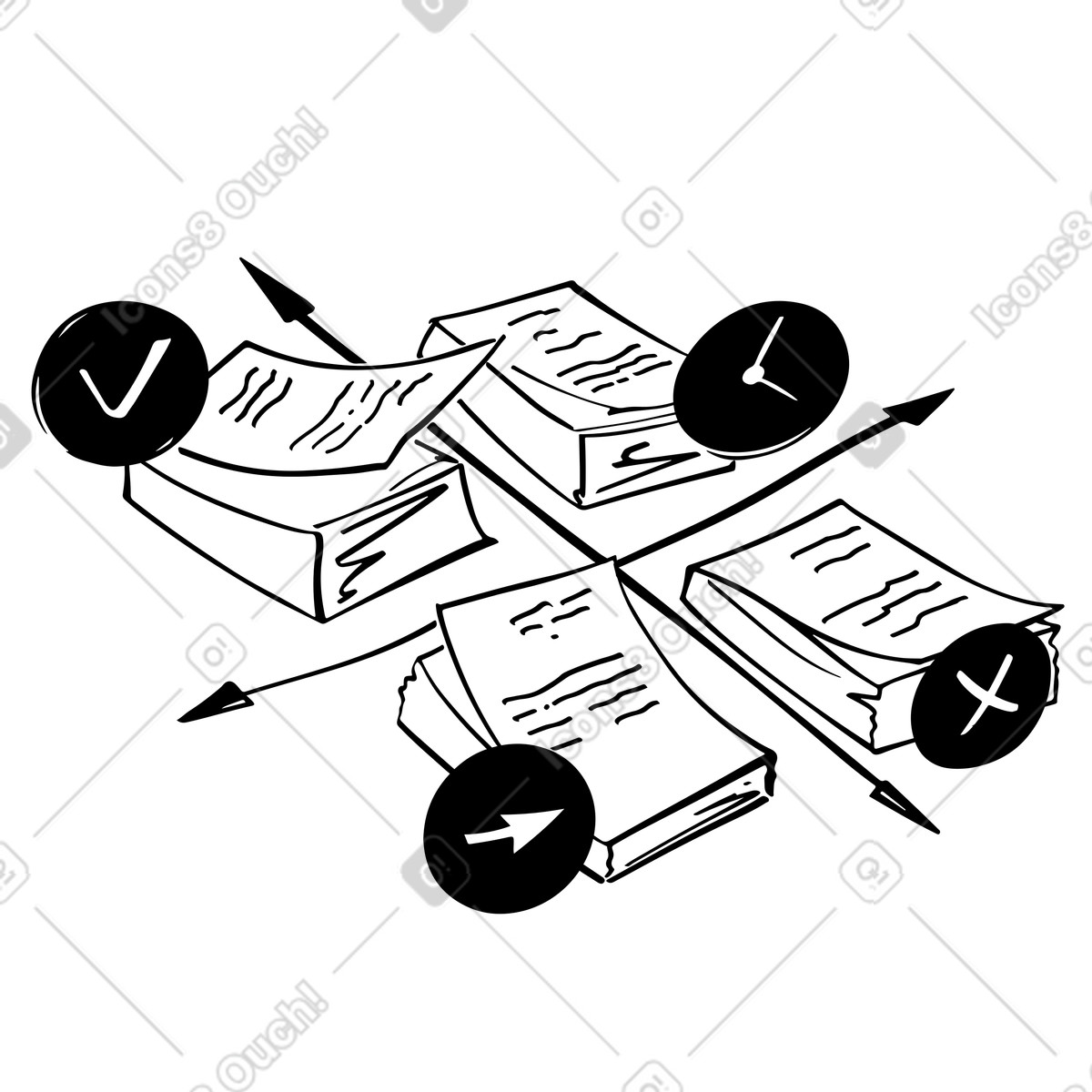 Gestapelte aufgaben in der priorisierungsmatrix, workflow-optimierung und planung-Illustration im Line-Stil als Download PNG, SVG