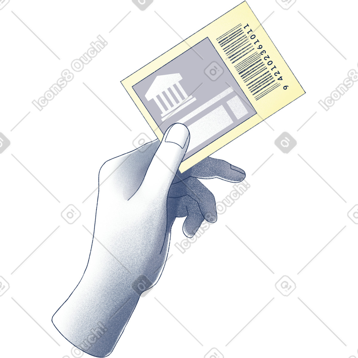 Hand holding a ticket illustration in Haze style download in PNG, SVG