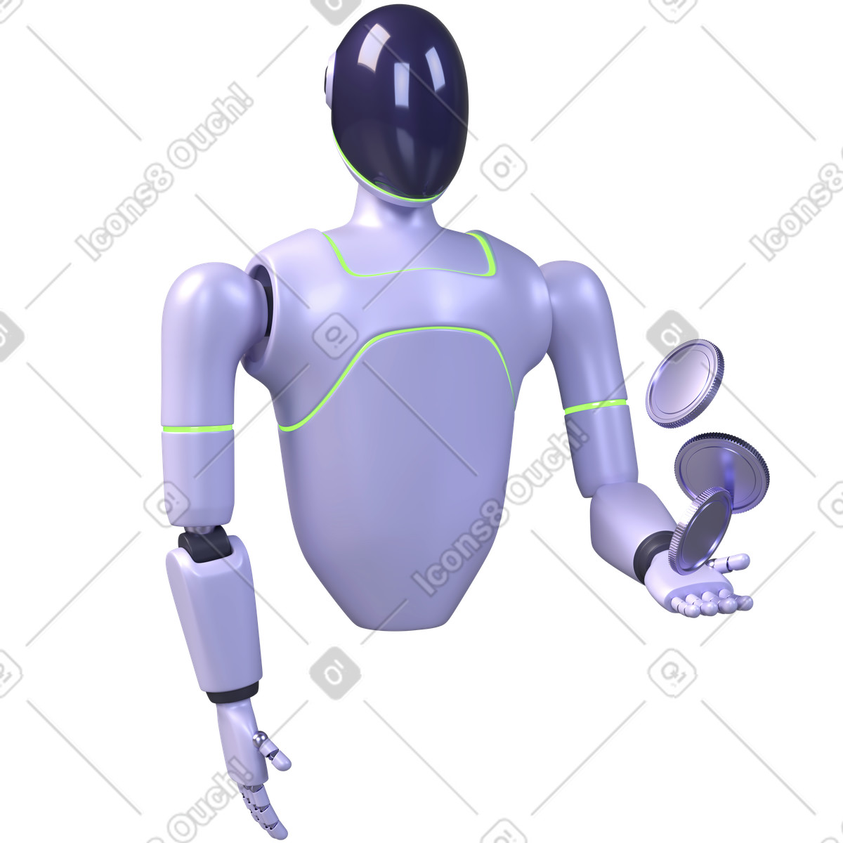 Robot finanziario ai, gestione digitale del denaro, assistente futuristico illustrazione in stile 3D Boost scarica in PNG, SVG
