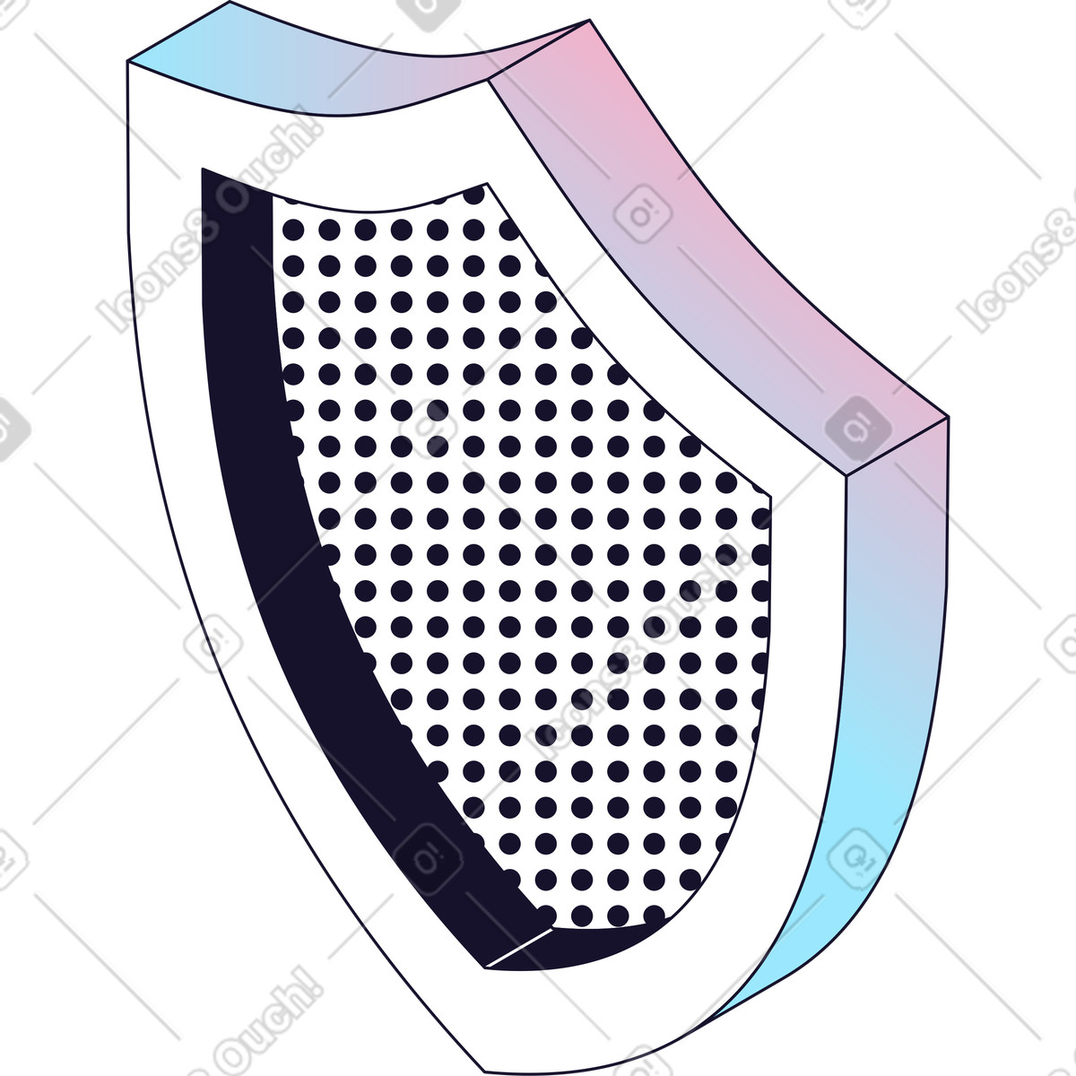 Protection shield illustration in Node style download in PNG, SVG