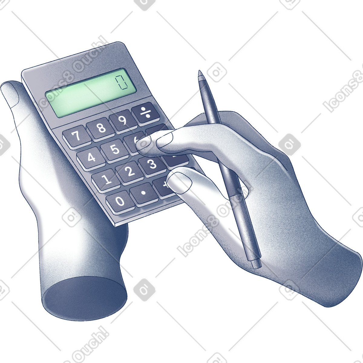 Hands with calculator illustration in Haze style download in PNG, SVG