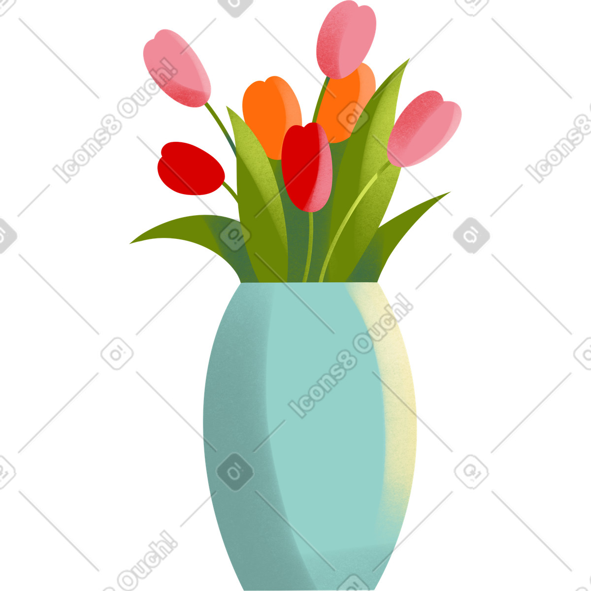Иллюстрация Bouquet of tulips in a vase в стиле Shine — скачать в форматах PNG, SVG