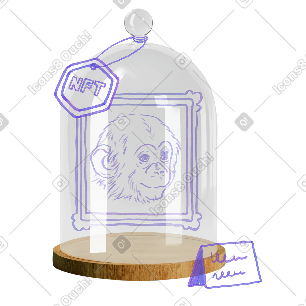 Иллюстрация Произведение искусства nft в стеклянном куполе в PNG и SVG