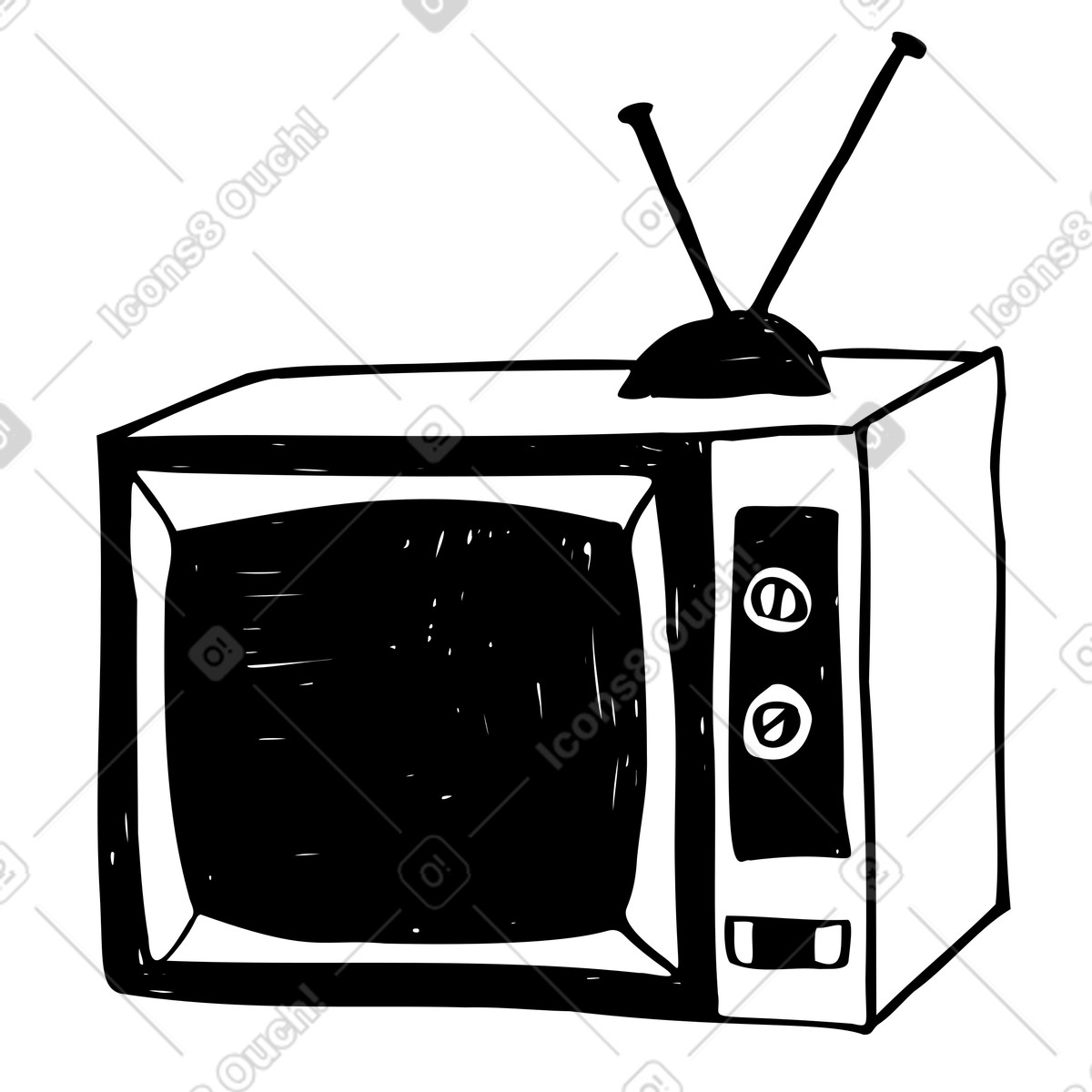Ilustración Televisión antigua en estilo Marks a descargar en PNG y SVG