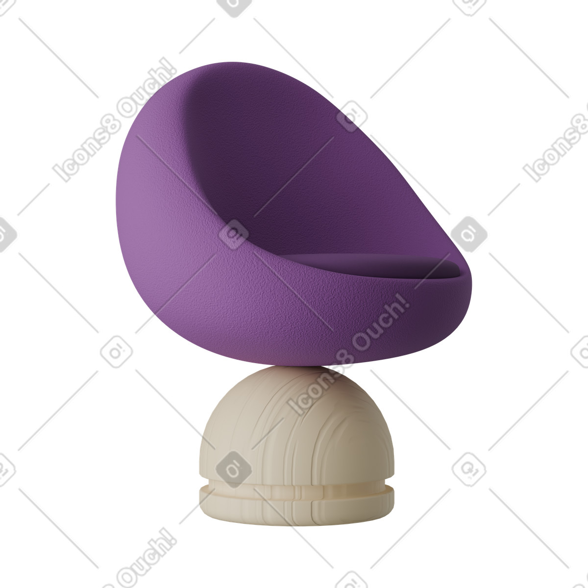 Illustration Chaise violette dans le style 3D Kindy à télécharger aux formats PNG, SVG