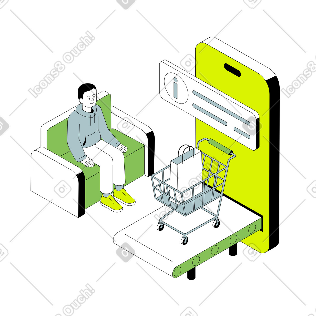 Ilustração de Compras online em casa no estilo Isometric para baixar PNG, SVG