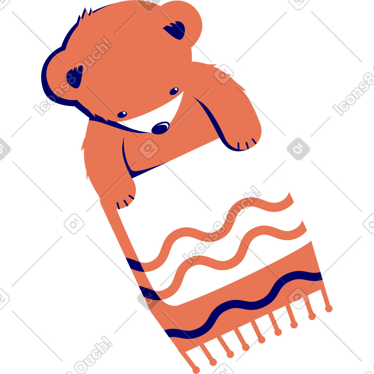 Teddy bear covered with a scarf illustration in Lounge style download in PNG, SVG