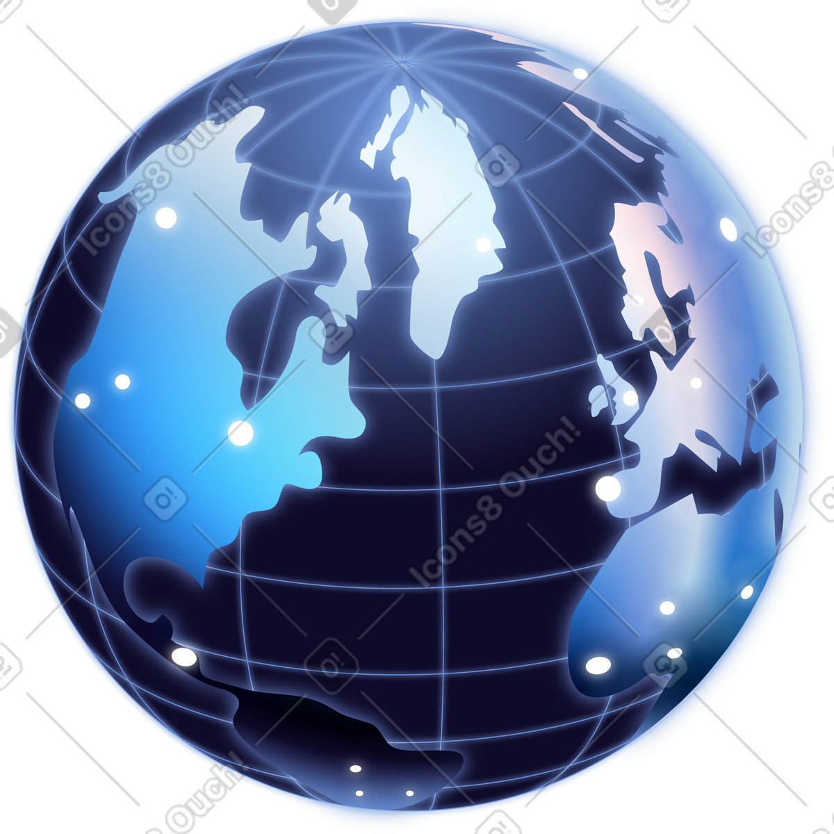 Illustration Globe connecté dans le style Dimension à télécharger aux formats PNG, SVG