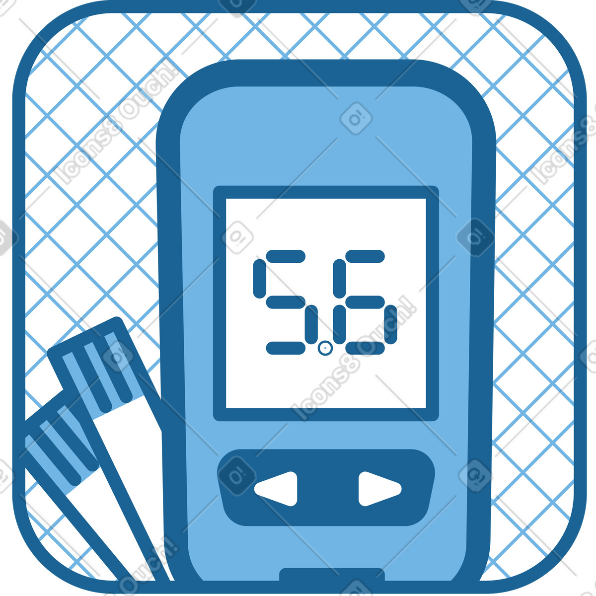 Illustration Glucomètre avec bandelettes de test dans le cadre style Natty à télécharger aux formats PNG, SVG