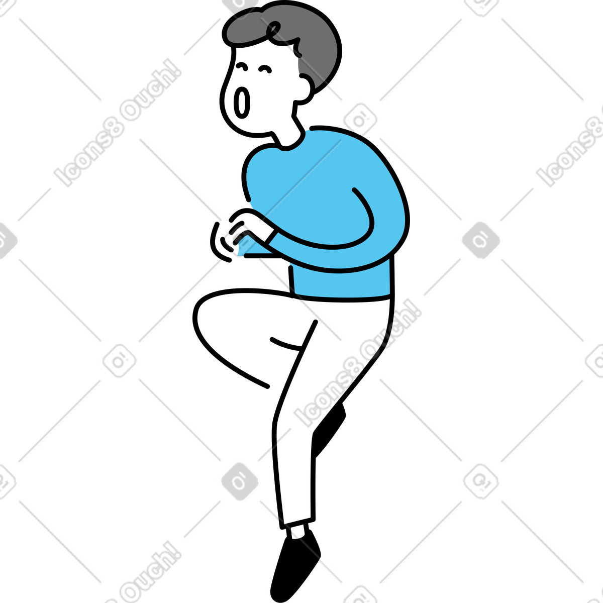 Man with his mouth open illustration in Mochi style download in PNG, SVG