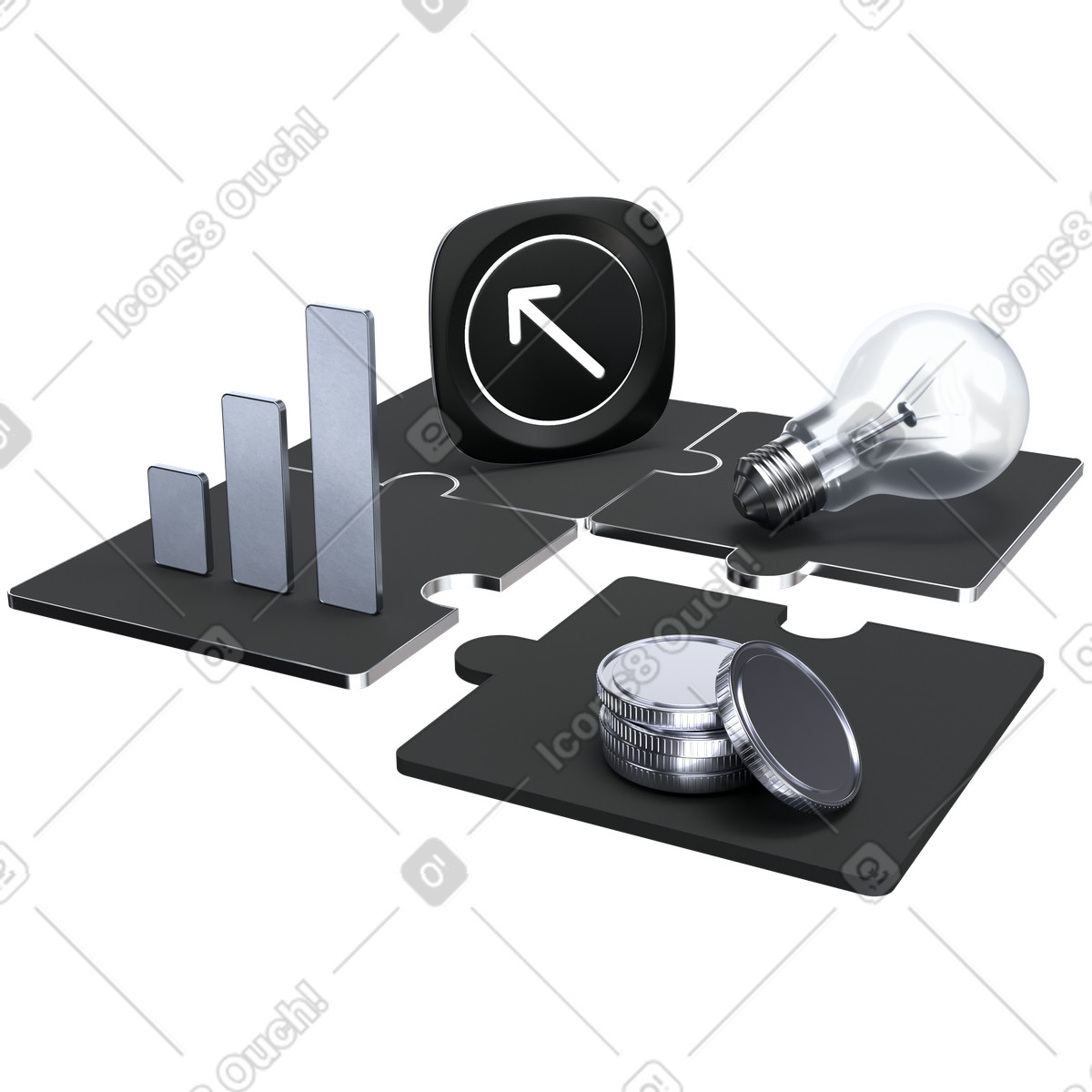 Project management optimization, Resource allocation planning, KPI monitoring illustration in 3D Pro style download in PNG, SVG