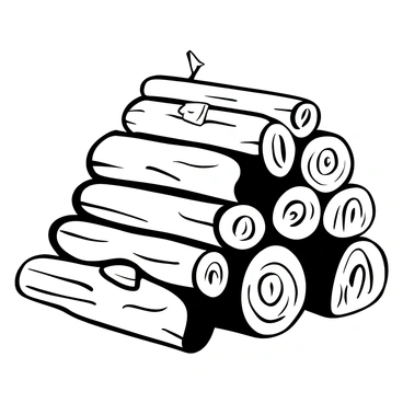 A neatly stacked pile of firewood with visible bark and cutting marks