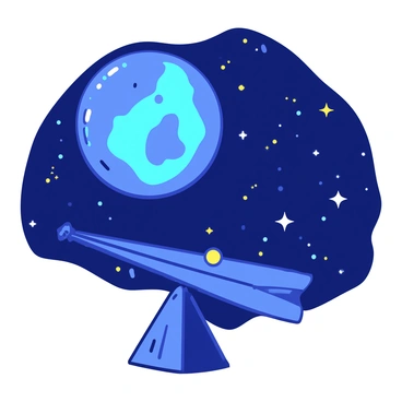 A blue planet Earth is delicately balanced on one side of a large cosmic scale. The scale is made of a shiny metallic material that reflects the vibrant colors of the stars scattered in the background. On the opposite side of the scale, there is a small, glowing yellow celestial body. The starry background is filled with twinkling stars in various sizes, creating a sense of depth and vastness in the cosmos.