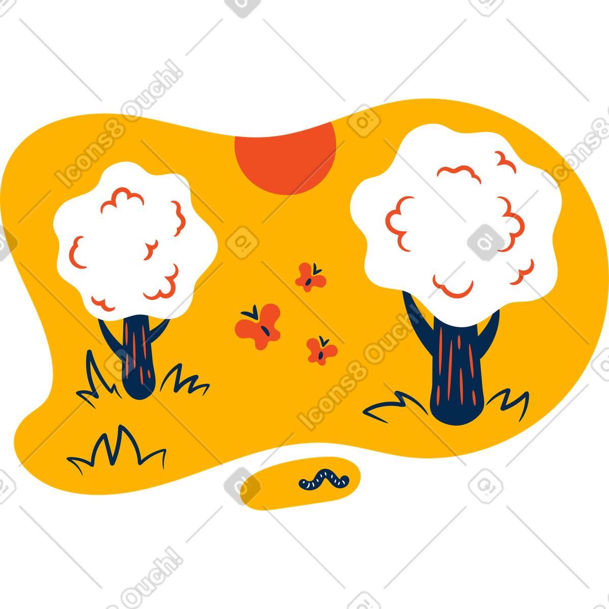Summer illustration in Flame style download in PNG, SVG