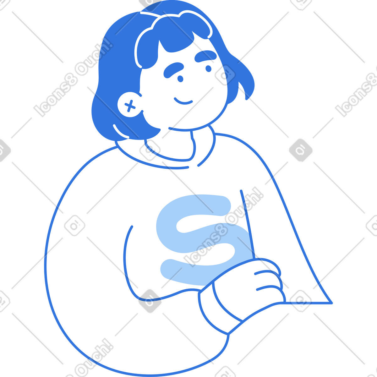 Donna in felpa con cappuccio rosa illustrazione stile Sky scarica PNG, SVG