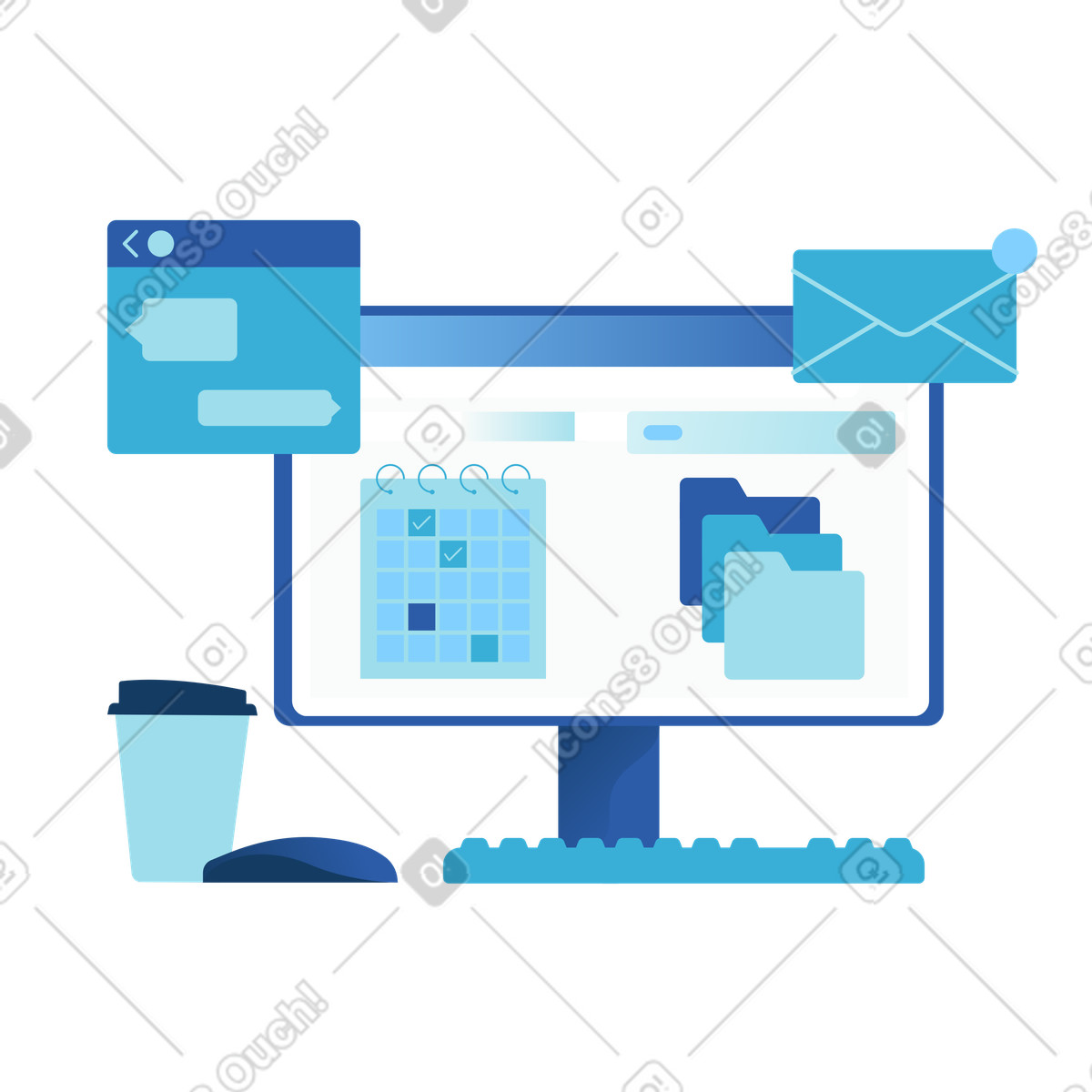 Project management e produttività sul lavoro illustrazione in stile Daily scarica in PNG, SVG