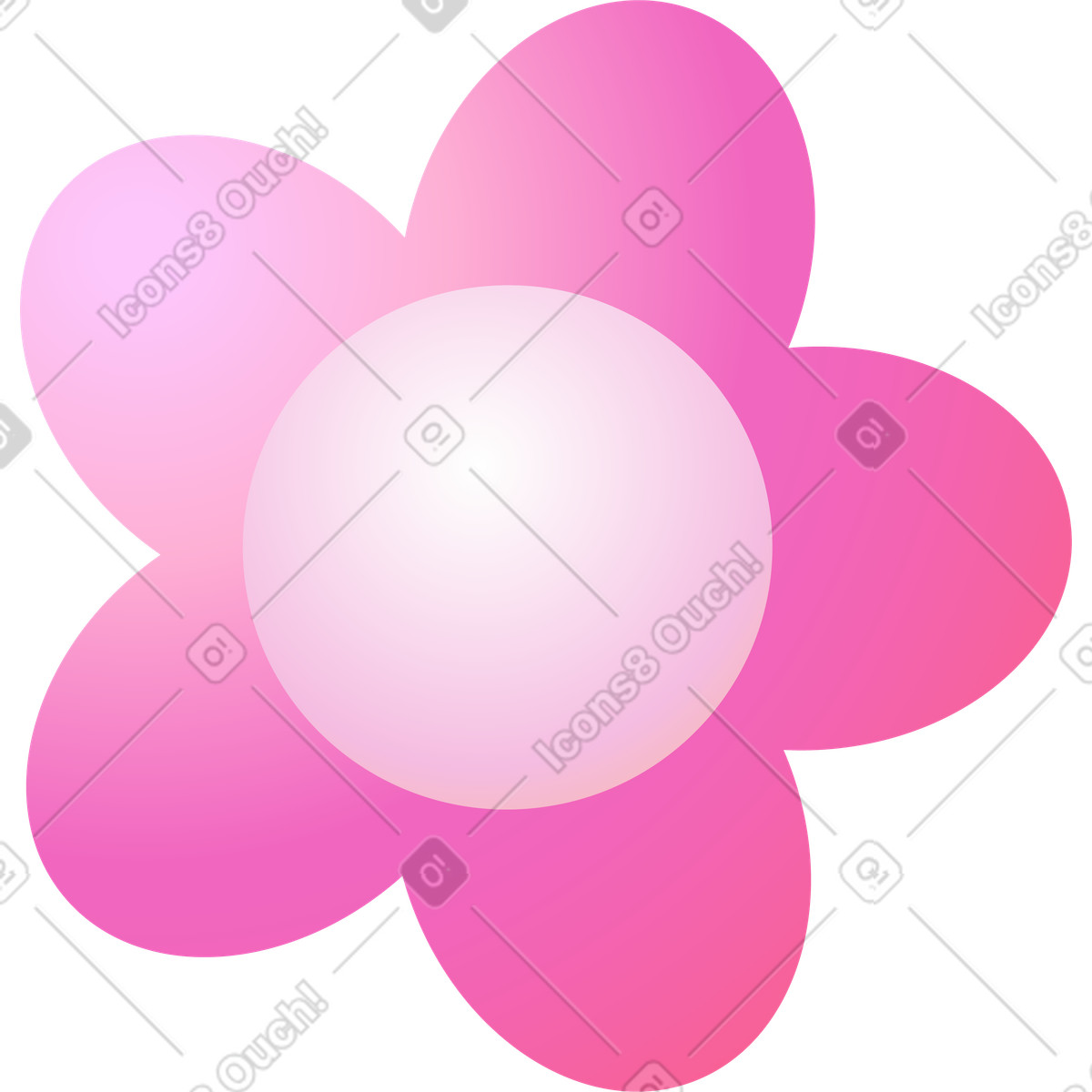 Pinke blume-Illustration im Puffy-Stil als Download in PNG, SVG