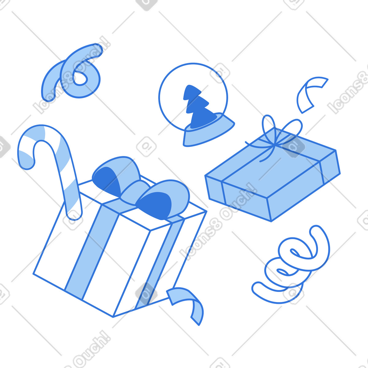 Snow globe with Christmas tree and presents, Festive decoration concept-Illustration im Sky-Stil als Download in PNG, SVG
