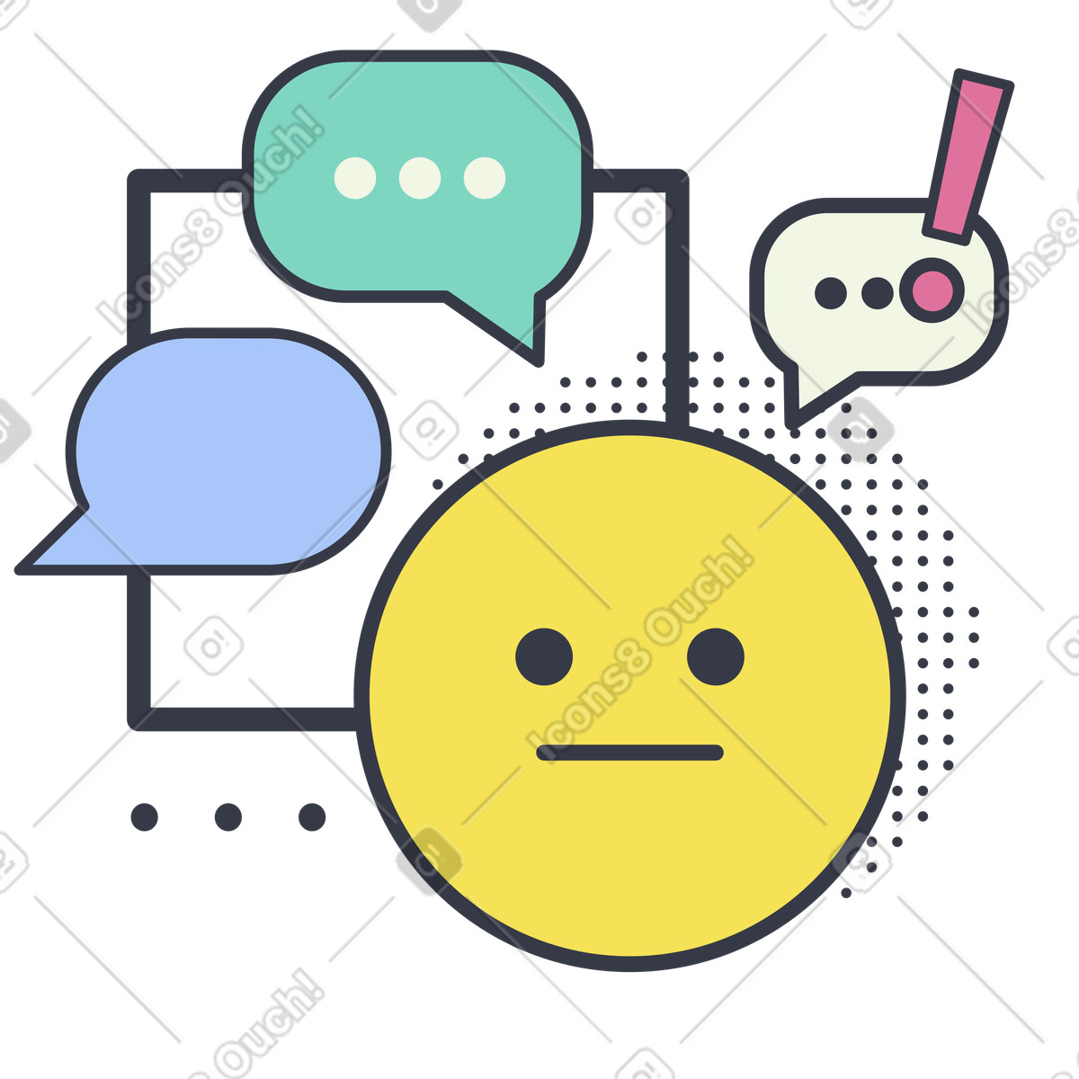 Ilustração de Sobrecarga informação com smiley confuso em no estilo Abstract para baixar em PNG, SVG