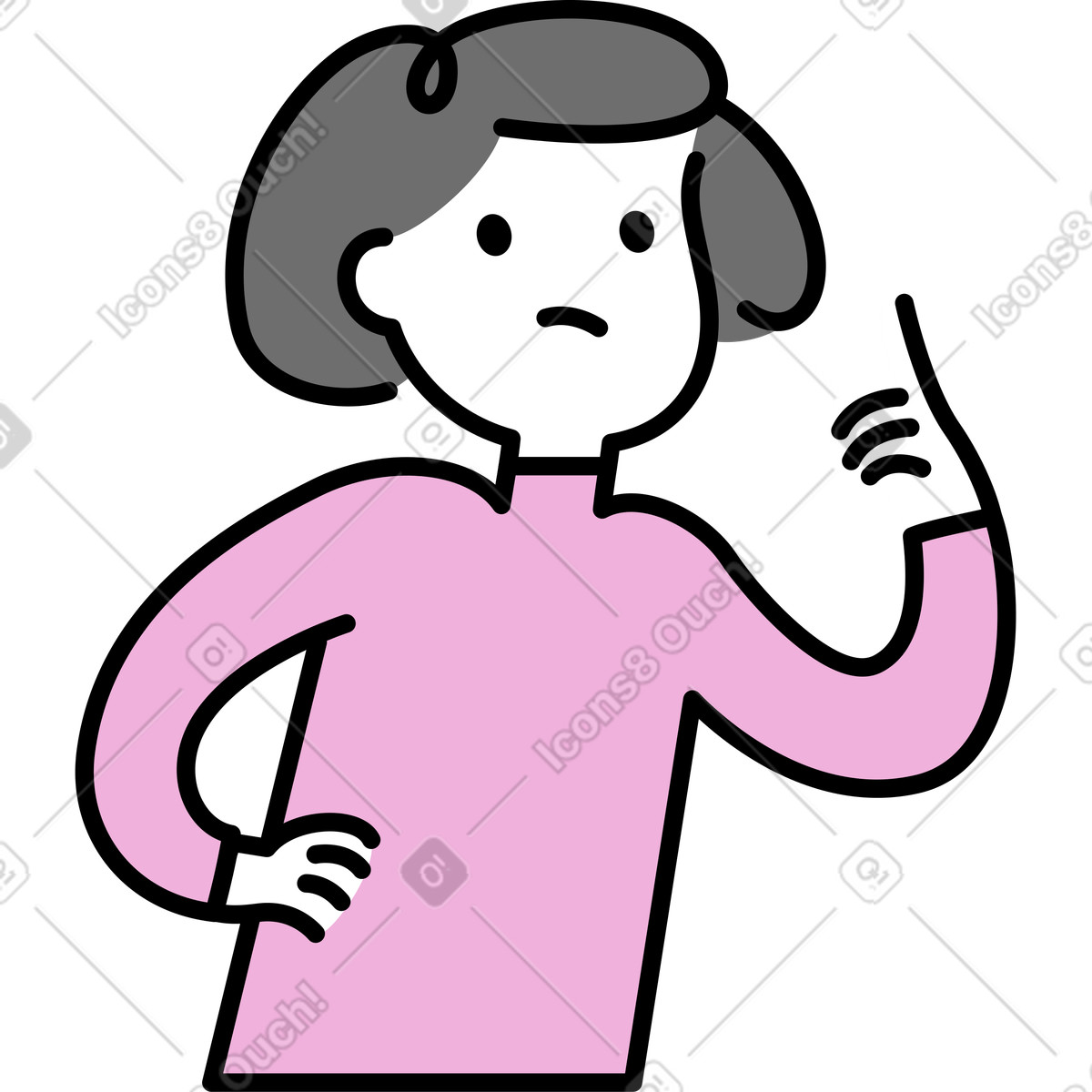 Ilustração de Mulher descontente em no estilo Mochi para baixar em PNG, SVG