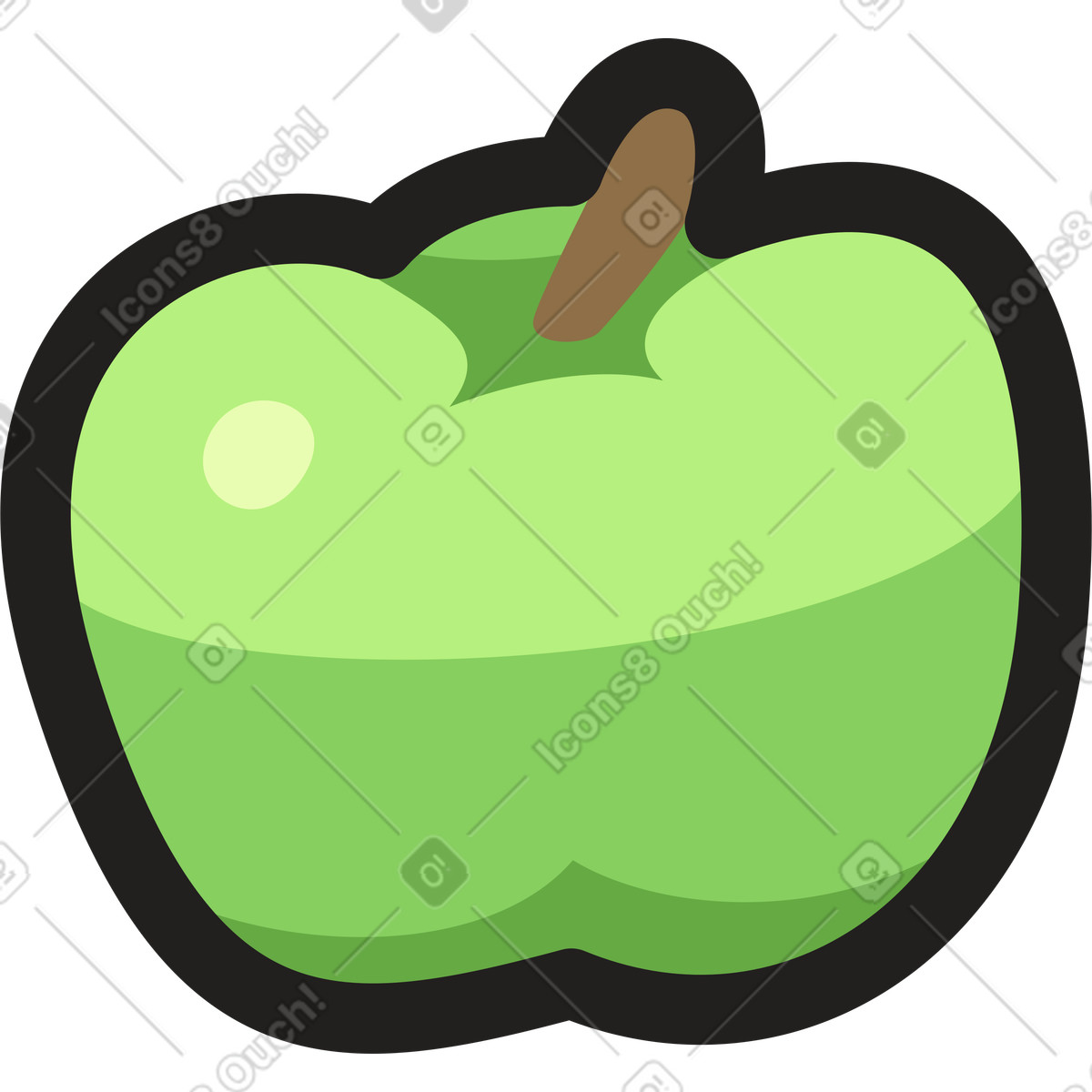 Grüner apfel-Illustration im Clipart-Stil als Download in PNG, SVG