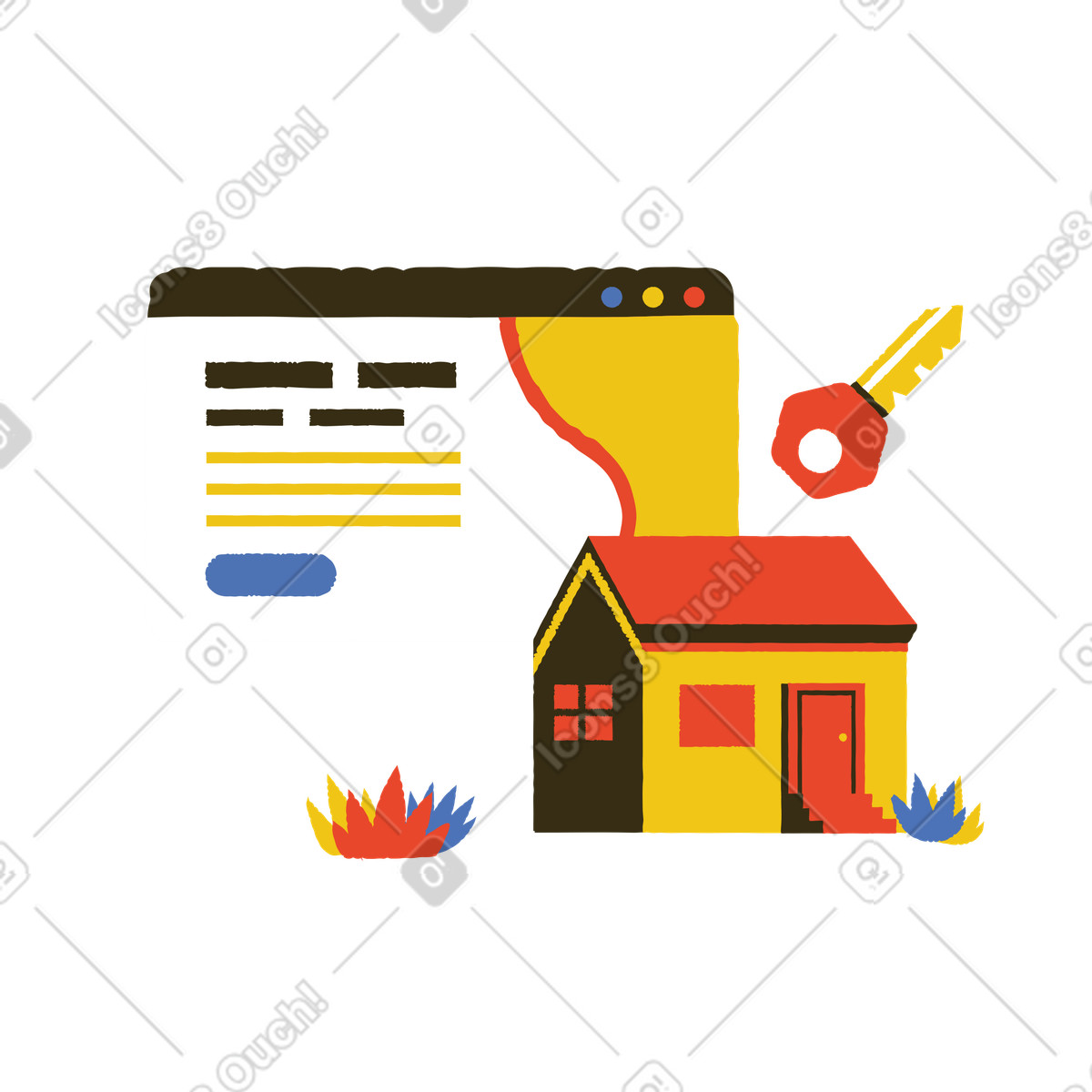 Ilustración Propiedad en línea venta estilo Bermuda a descargar PNG y SVG