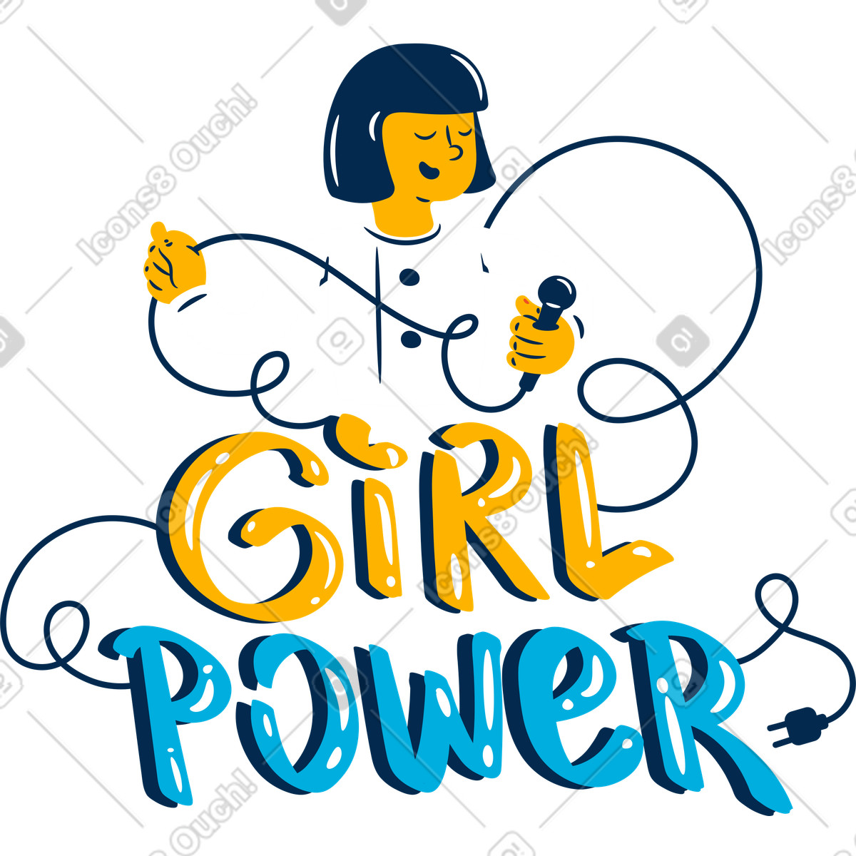 Potere della ragazza illustrazione in stile Flame scarica in PNG, SVG