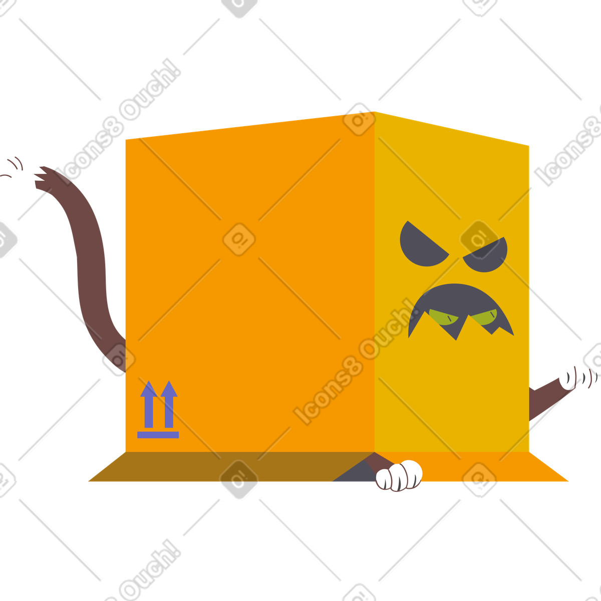 Illustration Chat dans une boite le style Woof à télécharger aux formats PNG, SVG