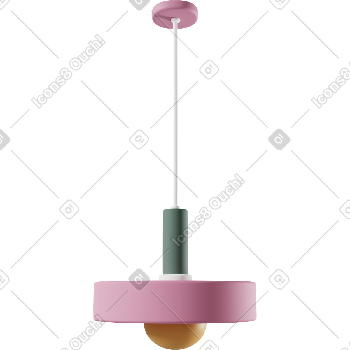 Illustration Chandelier with pink flat lampshade dans le style 3D Casual life à télécharger aux formats PNG, SVG