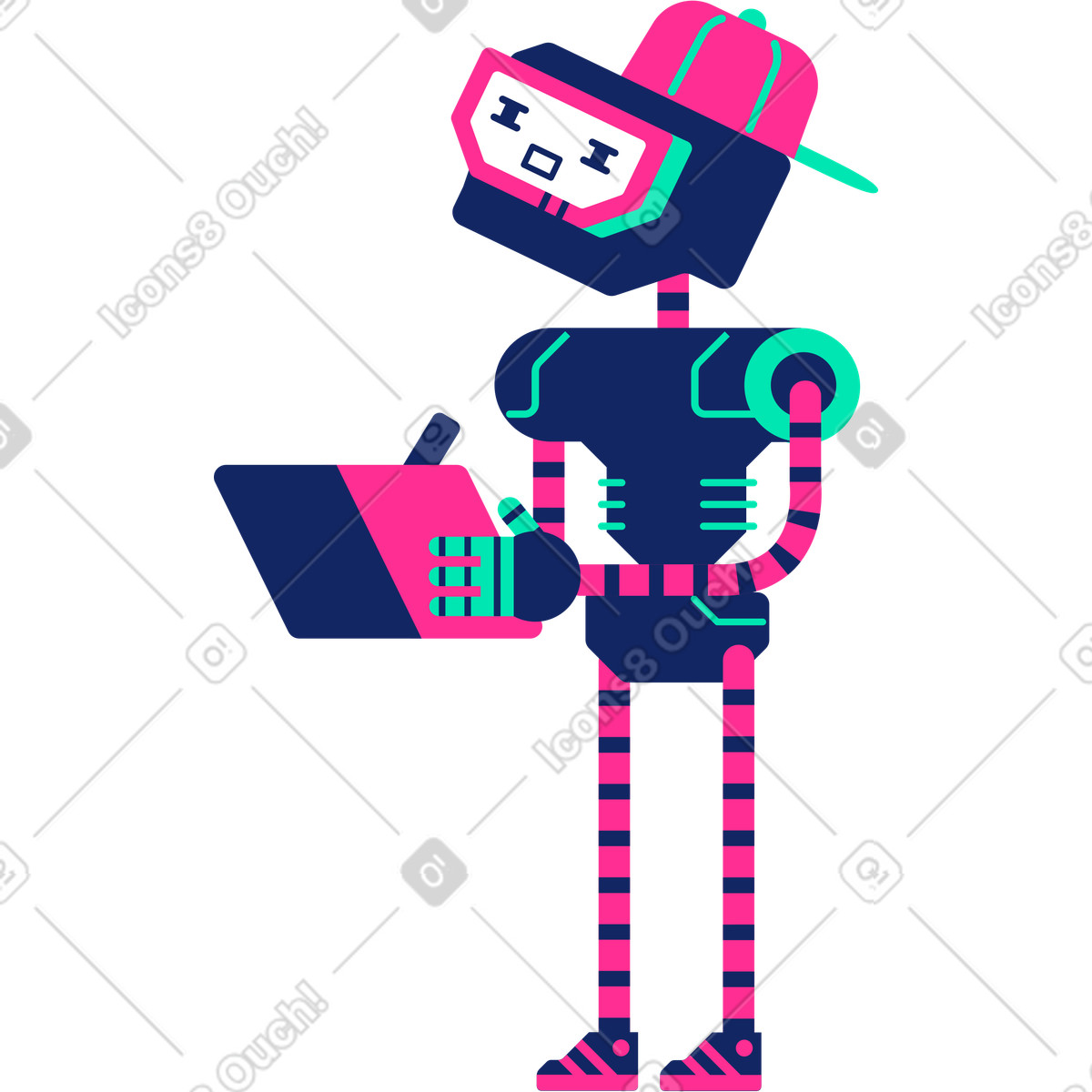 Robot kid student illustration in PNG, SVG