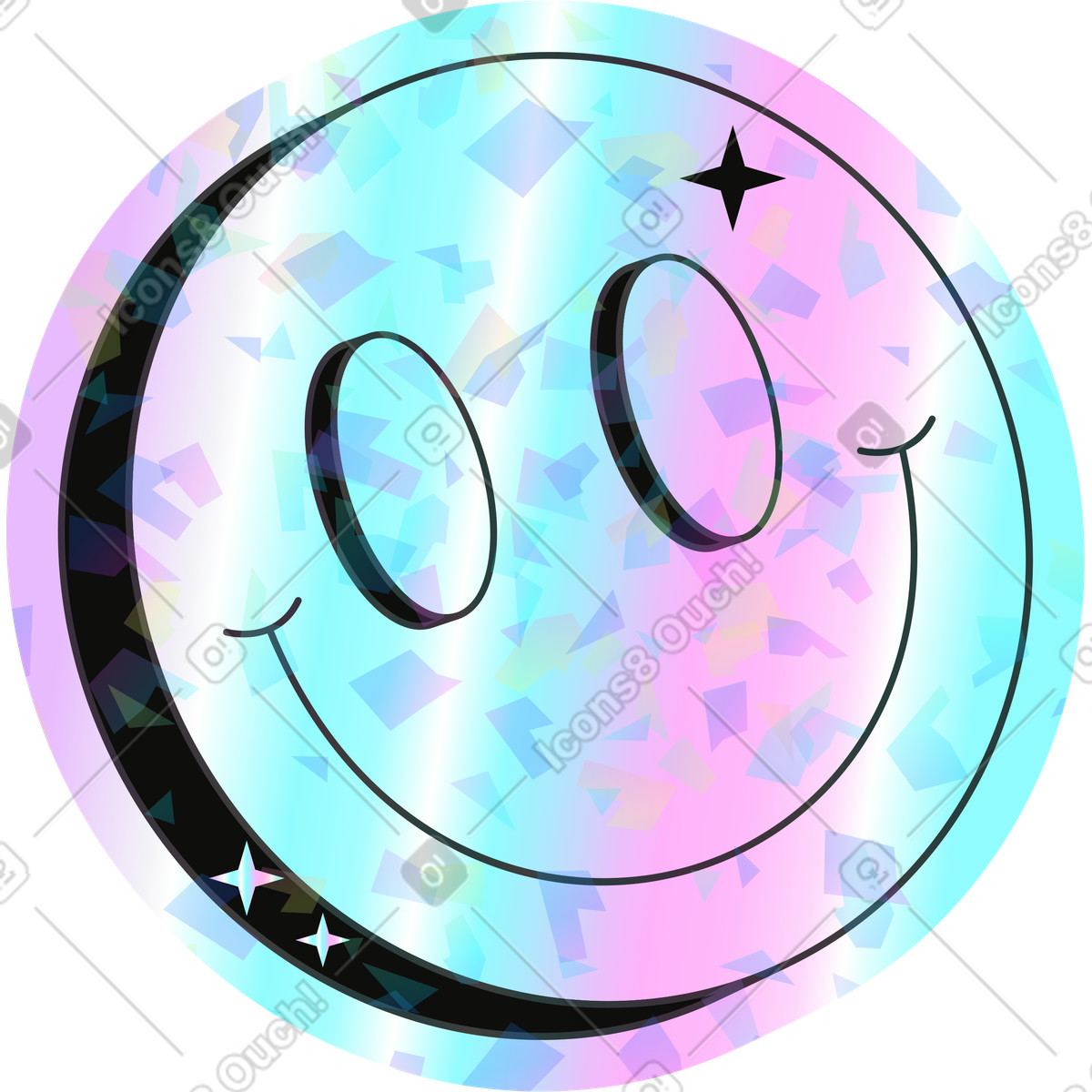 Lächeln-Illustration im Holostickers-Stil als Download in PNG, SVG