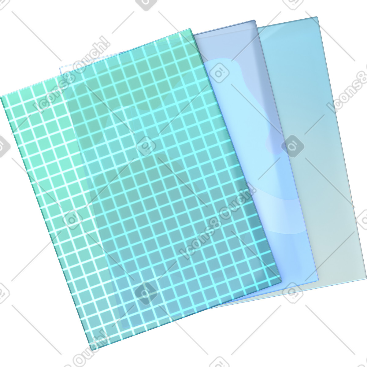 Monochrome plastic cards with different patterns illustration in 3D Glassy style download in PNG, SVG