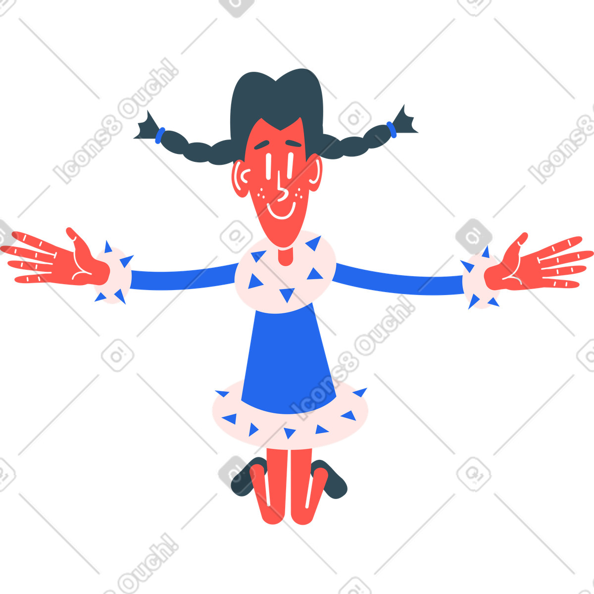 下载 Kingdom 风格的 跳跃的女孩 插画，支持 PNG、SVG 格式