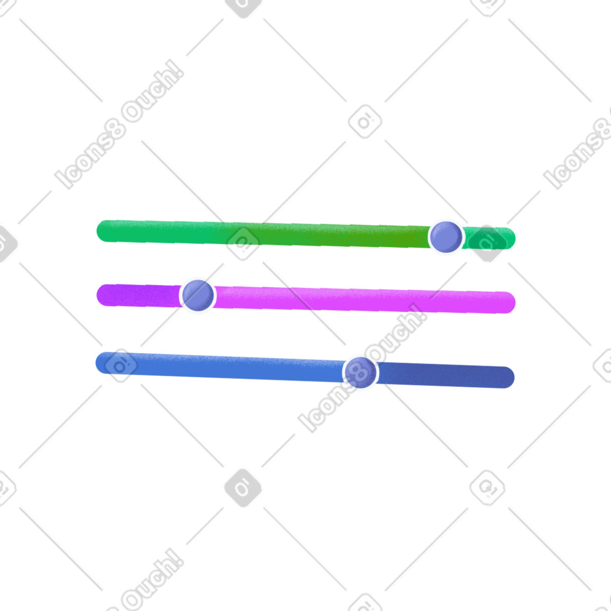 Three colored lines with sliders illustration in PNG, SVG