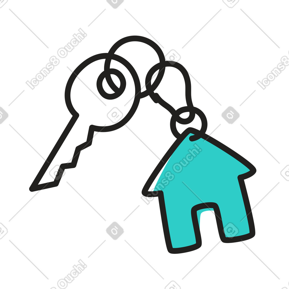 House key and tag, Property ownership rental illustration in Little style download in PNG, SVG