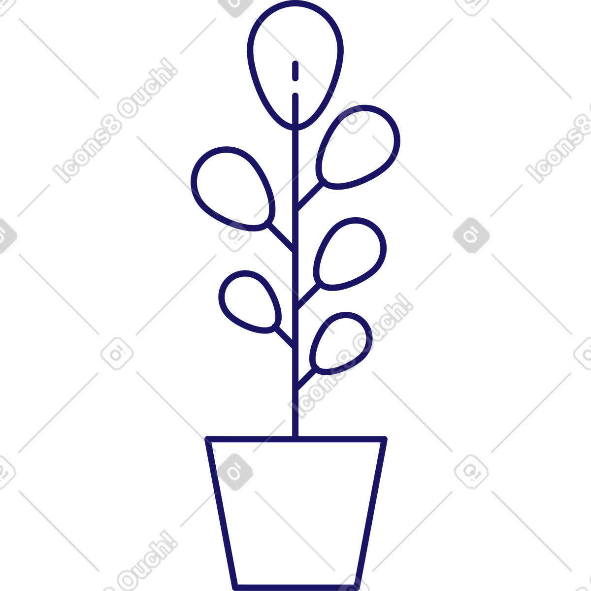 Illustration Fleur avec des feuilles dans un pot le style Matey à télécharger aux formats PNG, SVG