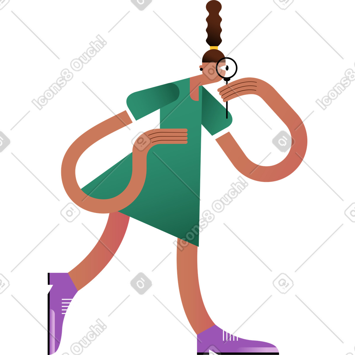 Illustration Fille qui marche dans une robe verte le style Wavy à télécharger aux formats PNG, SVG