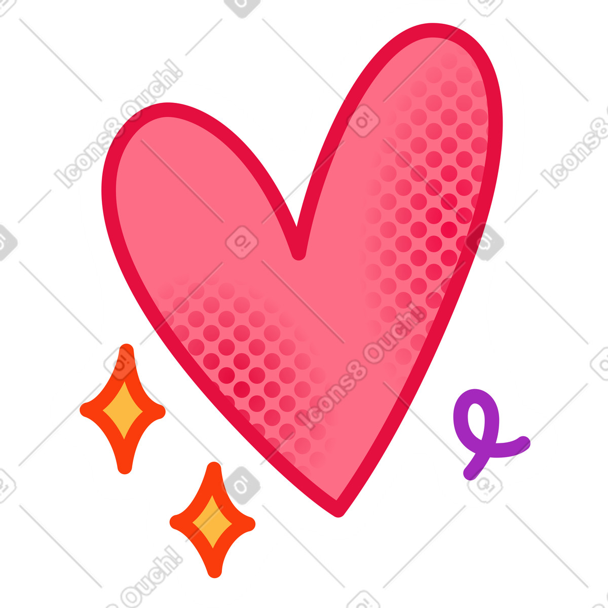Herzaufkleber-Illustration im Purrfect-Stil als Download in PNG, SVG