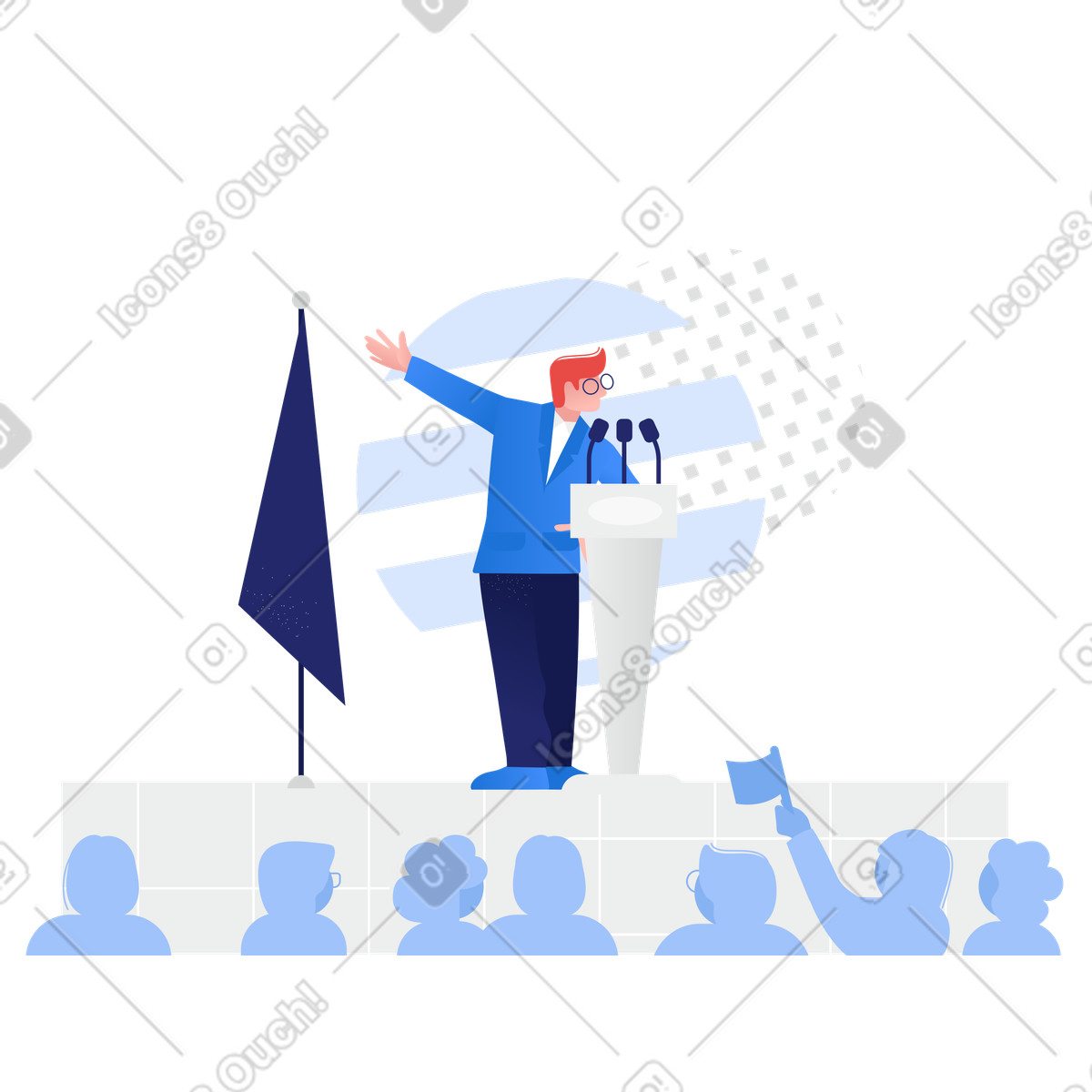 Politician giving a speech on stage illustration government clipart PNG download