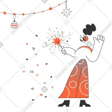 Woman with sparkles celebrating christmas PNG, SVG